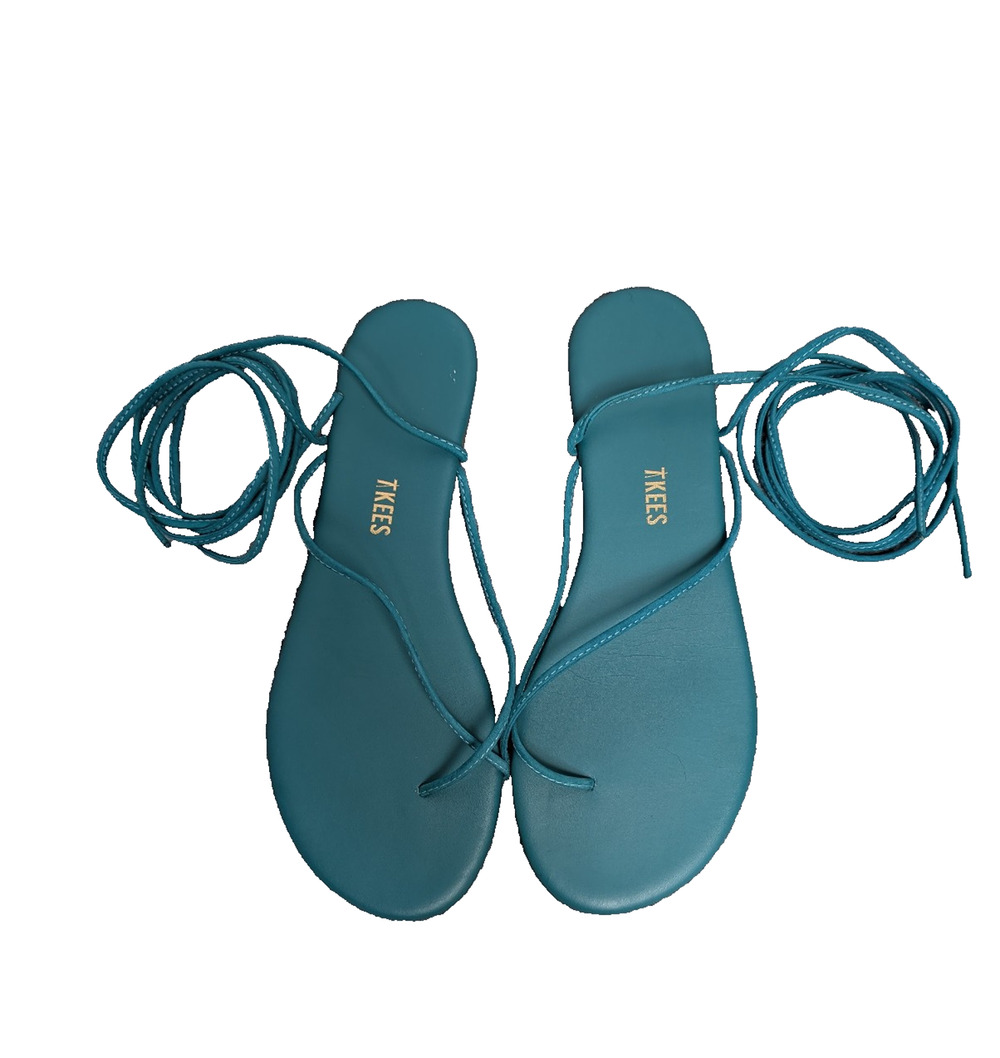 Tkees Sandals Womens 8 Gladiator Strappy Blue Toe Loop Summer Beach Resort Boho